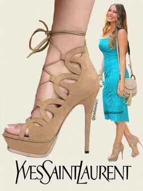 NEW IN BOX AUTHENTIC YSL LACE UP PLATFORM HEELS